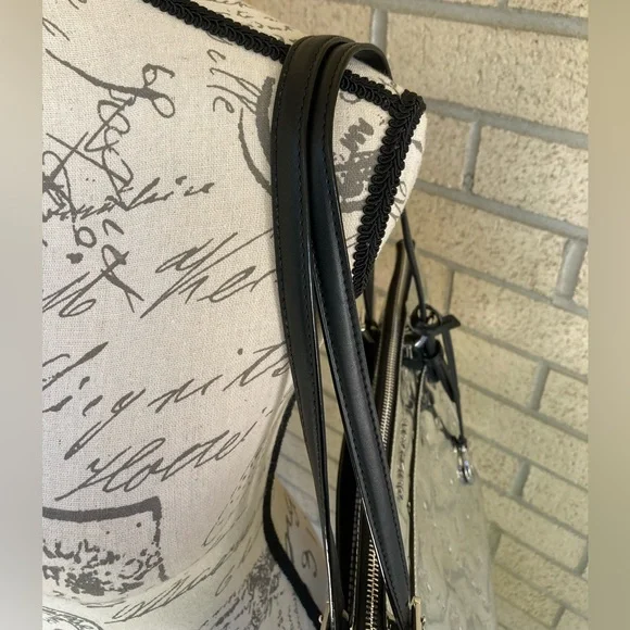 Michael Kors Metallic Silver Monogram Mirror Zipper Top Ciara Tote Bag Purse - Picture 16 of 17